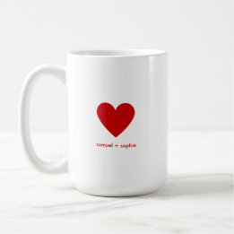 Personalized Couples Modern Red Heart コーヒーマグカップ