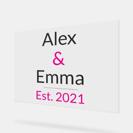 Personalized Couples Mug – Custom Names & Year Gif アクリルサイン (傾斜)