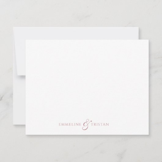 Personalized Couples Stationery Dusty Rose ノートカード (正面)