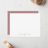 Personalized Couples Stationery Dusty Rose ノートカード (正面/裏面インサイチュ)