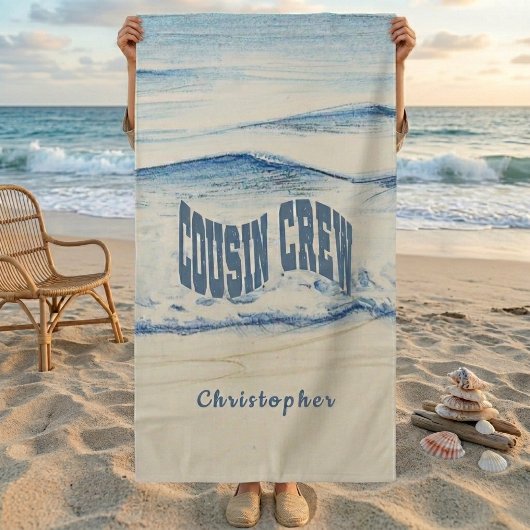 Personalized Cousin Crew Beach Towel  ビーチタオル