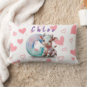 Personalized Cow Lumbar Pillow – Baby Name & Heart ランバークッション (ブランケット)