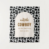 Personalized Cow Print Banner for First Rodeo タペストリー (正面)