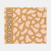 Personalized Cow Print Blush Pink Tan フリースブランケット (正面(横))
