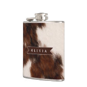 Personalized Cow Print Cowgirl Western Style Gift フラスク (左)