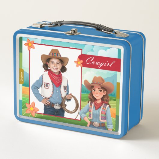 Personalized Cowgirl Lunch Box メタルランチボックス (正面)
