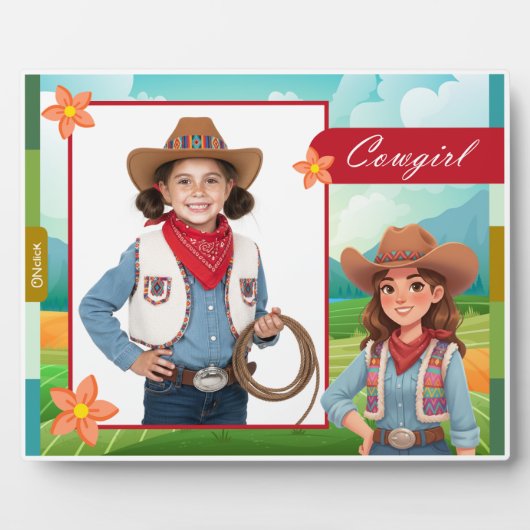 Personalized Cowgirl Tabletop Photo フォトプラーク (正面)