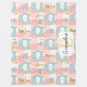 Personalized Cozy Aesthetic Pink Cat Pattern Girly フリースブランケット (正面)