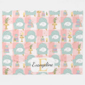 Personalized Cozy Aesthetic Pink Cat Pattern Girly フリースブランケット (正面(横))