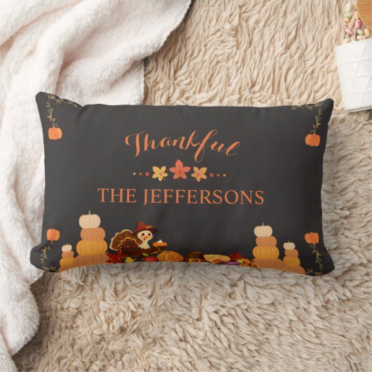 Personalized Cozy Autumn with Family Name ランバークッション (ブランケット)