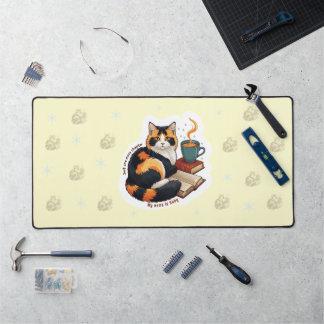 Personalized Cozy Calico Cat Large Desk Mat デスクマット
