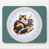 Personalized Cozy Calico Cat Teal Mouse Pad マウスパッド (正面)