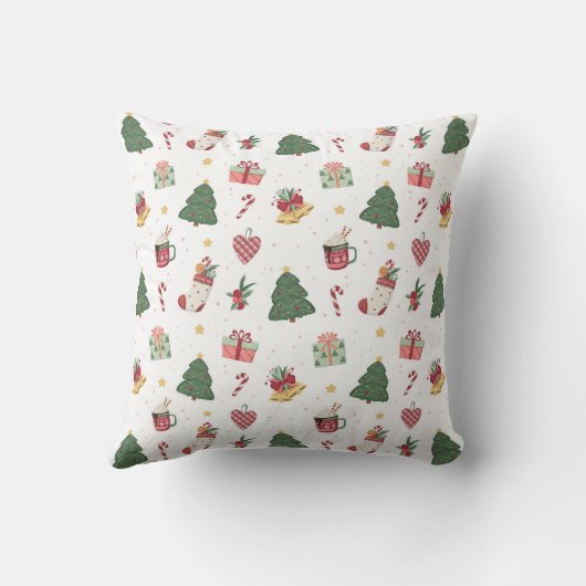 Personalized Cozy Christmas Cheer Throw Pillow クッション (裏面)