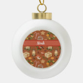 Personalized Cozy Christmas Name Ceramic Ball Orna セラミックボールオーナメント (正面)