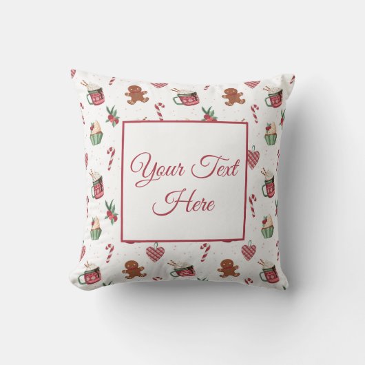 Personalized Cozy Christmas Throw Pillow クッション (正面)