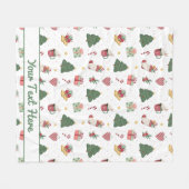 Personalized Cozy Christmas Tree Fleece Blanket フリースブランケット (正面(横))