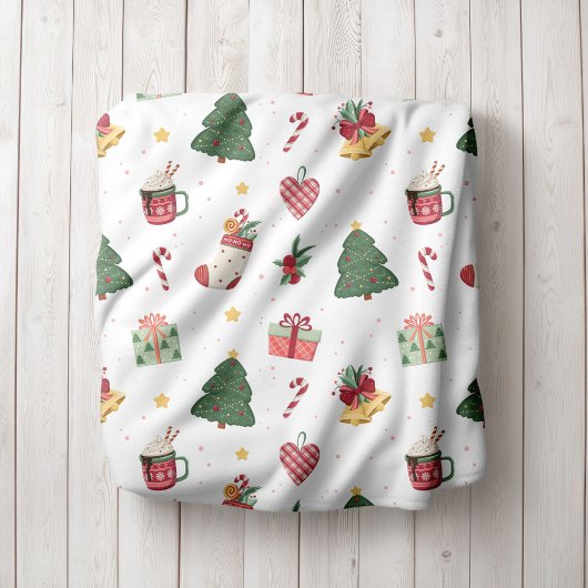 Personalized Cozy Christmas Tree Fleece Blanket フリースブランケット