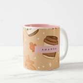 Personalized Cozy Fall  Autumn Pumpkin Pie Coffee  ツートーンマグカップ (正面右)