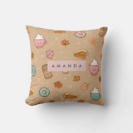 Personalized Cozy Fall Autumn Pumpkin Pie Donut クッション