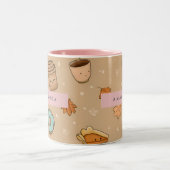 Personalized Cozy Fall Autumn Pumpkin Pie Donut ツートーンマグカップ (中央)