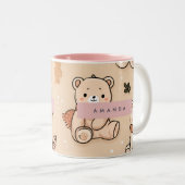 Personalized Cozy Fall Autumn Pumpkin & Teddy Bear ツートーンマグカップ (正面右)