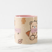 Personalized Cozy Fall Autumn Pumpkin & Teddy Bear ツートーンマグカップ (中央)