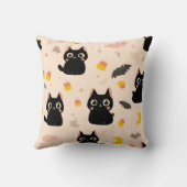 Personalized Cozy Fall Halloween Cute Black Cat  クッション (裏面)
