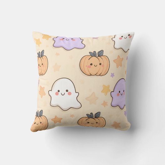 Personalized Cozy Fall Halloween Ghost Pumpkin  クッション (裏面)