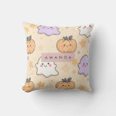 Personalized Cozy Fall Halloween Ghost Pumpkin  クッション (正面)