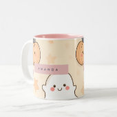Personalized Cozy Fall Halloween Ghost Pumpkin  ツートーンマグカップ (正面左)