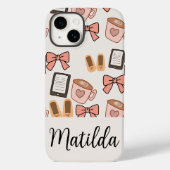 Personalized cozy Girly Bows & Coffee Pattern Case-Mate iPhoneケース (裏面)