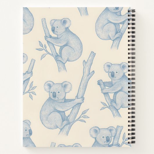 Personalized Cozy Koala Pattern ノートブック (裏面)