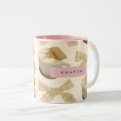 Personalized Cozy Latte & Gingham Bow Pattern ツートーンマグカップ (正面右)