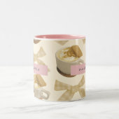 Personalized Cozy Latte & Gingham Bow Pattern ツートーンマグカップ (中央)