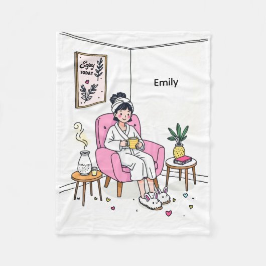 Personalized Cozy Mom Gift Soft Relaxing Self Care フリースブランケット (正面)
