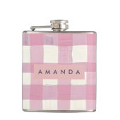 Personalized Cozy Pink Checkered Design フラスク (正面)