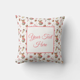 Personalized Cozy Reindeer Christmas Throw Pillow クッション