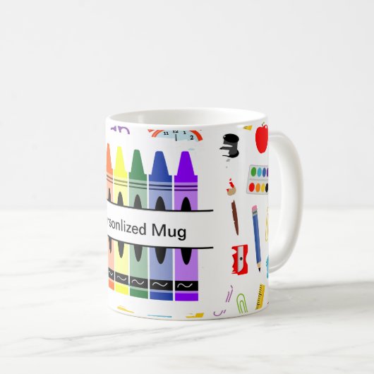 Personalized Crayon Back To School コーヒーマグカップ (正面右)