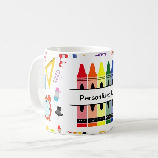 Personalized Crayon Back To School コーヒーマグカップ (正面左)