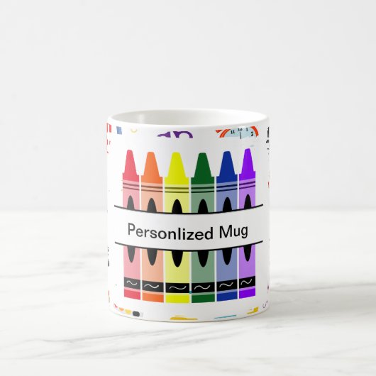 Personalized Crayon Back To School コーヒーマグカップ (中央)