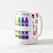 Personalized Crayon Back To School コーヒーマグカップ (正面右)