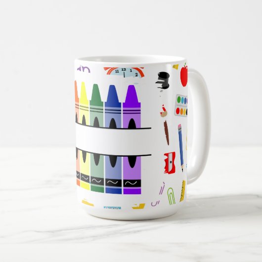 Personalized Crayon Back To School コーヒーマグカップ (正面右)