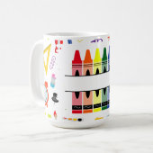 Personalized Crayon Back To School コーヒーマグカップ (正面左)