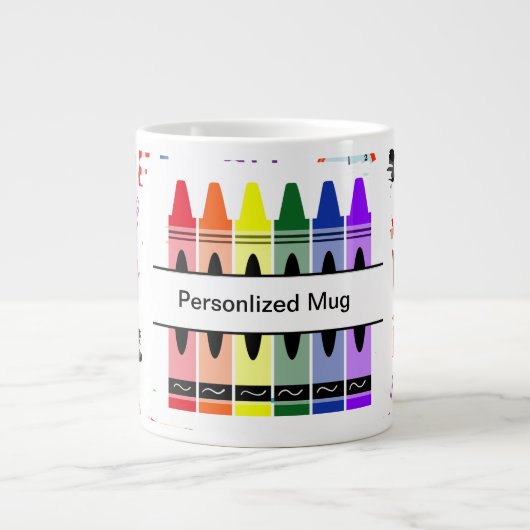 Personalized Crayon Back To School ジャンボコーヒーマグカップ (正面)