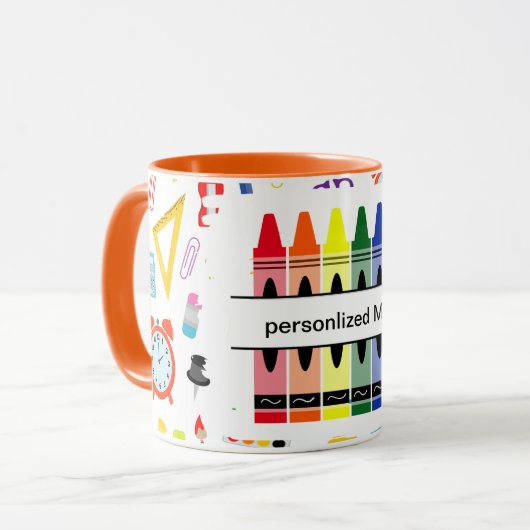 Personalized Crayon Back To School マグカップ (正面左)