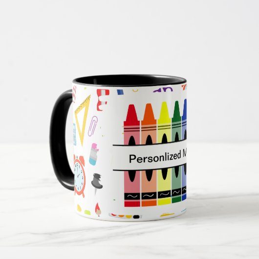 Personalized Crayon Back To School マグカップ (正面左)