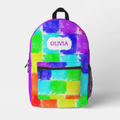 Personalized Crayon Blocks Kids プリントバックパック (正面)