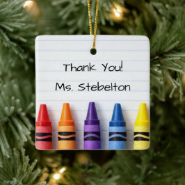 Personalized Crayon Teacher Christmas Ornament セラミックオーナメント