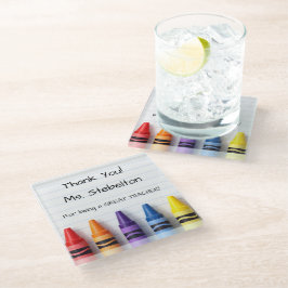 Personalized Crayon Teacher Drink Coaster ガラスコースター