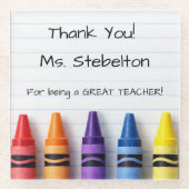 Personalized Crayon Teacher Drink Coaster ガラスコースター (正面)
